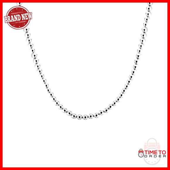 Sterling Silver 4mm Bead Ball Chain Necklace 16 Inch Lobster Clasp